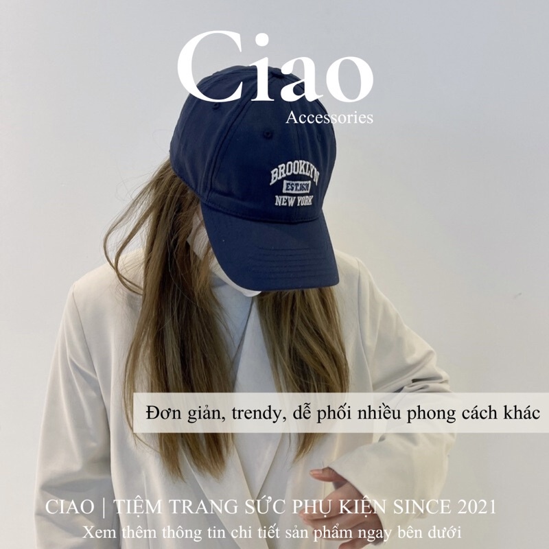 [HOẢ TỐC 1H] Nón/ Mũ vành thiết kế chữ thêu nổi trẻ trung năng động đơn giản Brooklyn Ciao