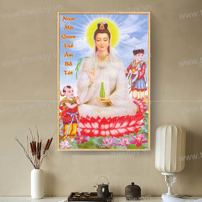 Tranh đính đá ABC 3D Nam Mô Quan Thế Âm Bồ Tát 61345 (TRANH TỰ ĐÍNH) KT:35X50CM