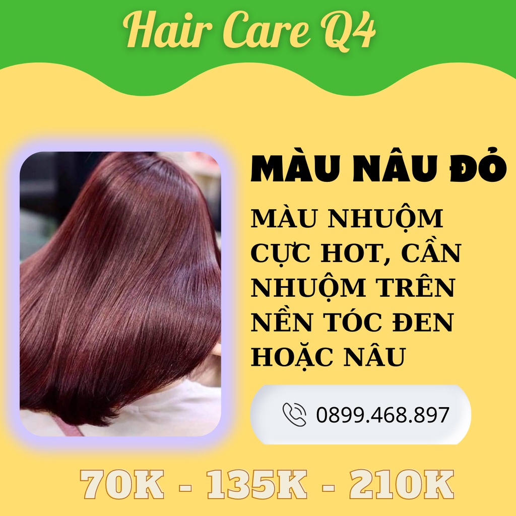 Thuốc nhuộm tóc màu nâu đồng ánh đỏ, nâu đỏ, nâu phủ bạc, nâu socola - Hair CAre Q4