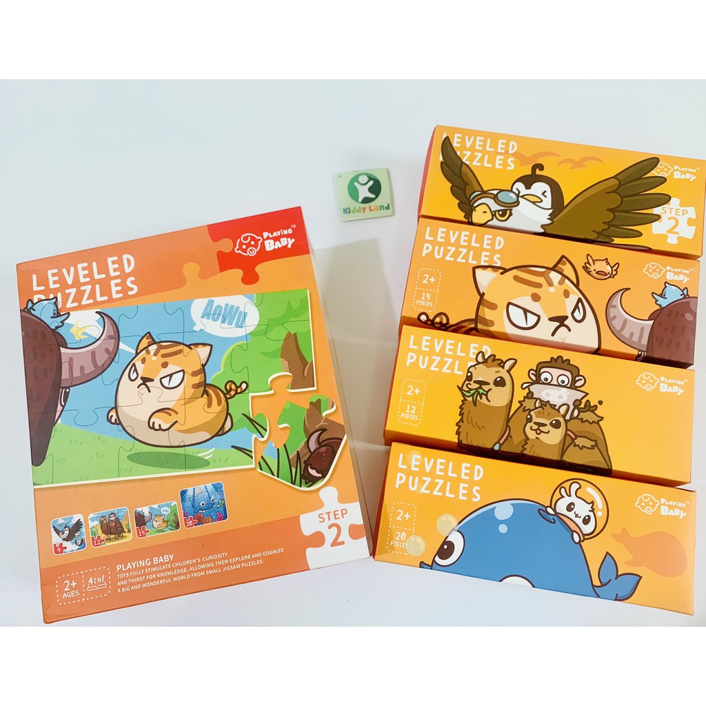 BỘ XẾP HÌNH NÂNG CAO LEVELED PUZZLES 4 cấp độ 1-4 tuổi