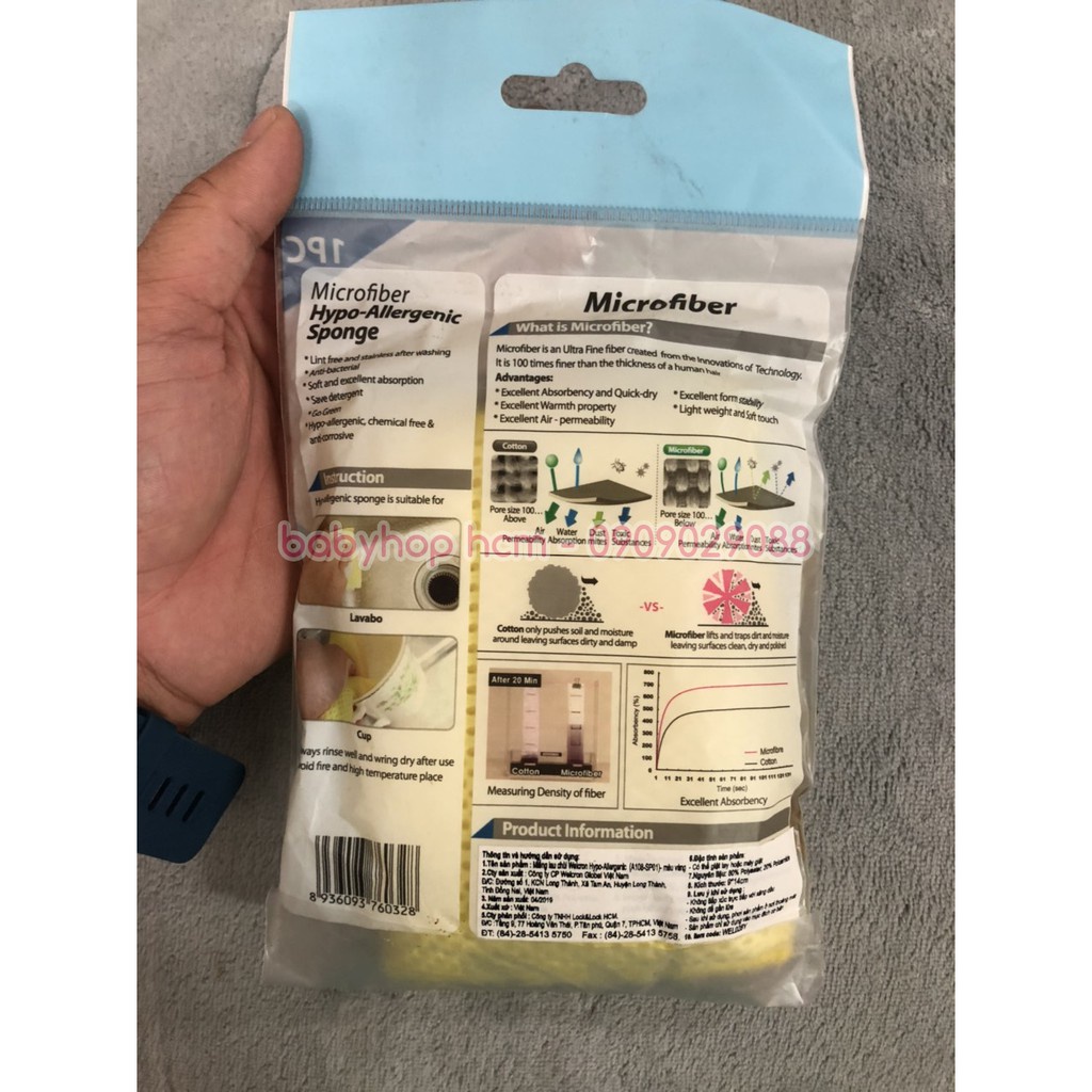 Miếng lau chùi Lock&Lock Welcron Hypo-Allergenic WEL028Y màu vàng và Welcron Polish WEL029GY màu xám - BABYHOPSG