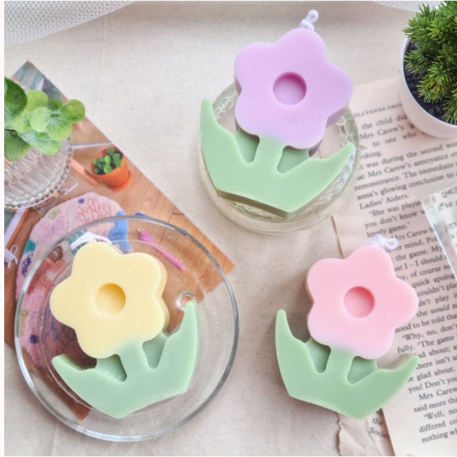 Sáp nến thơm hình hoa dễ thương trang trí, décor, thắp sáng nhà cửa