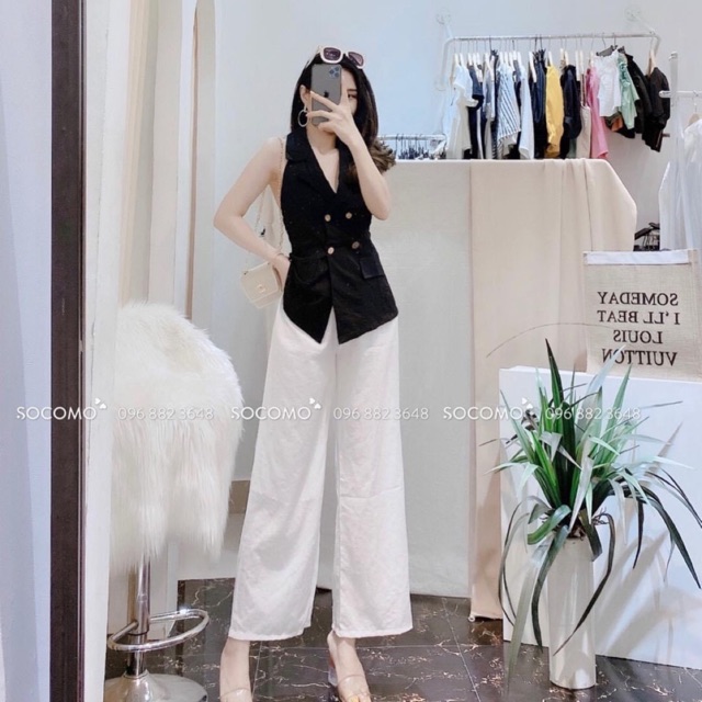 Set áo vest hở lưng