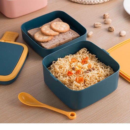 [Giao Hàng 24h] Hộp Đựng Cơm Trưa Hai Tầng Phong Cách Có Thể Hâm Nóng Trong Lò Vi Sóng