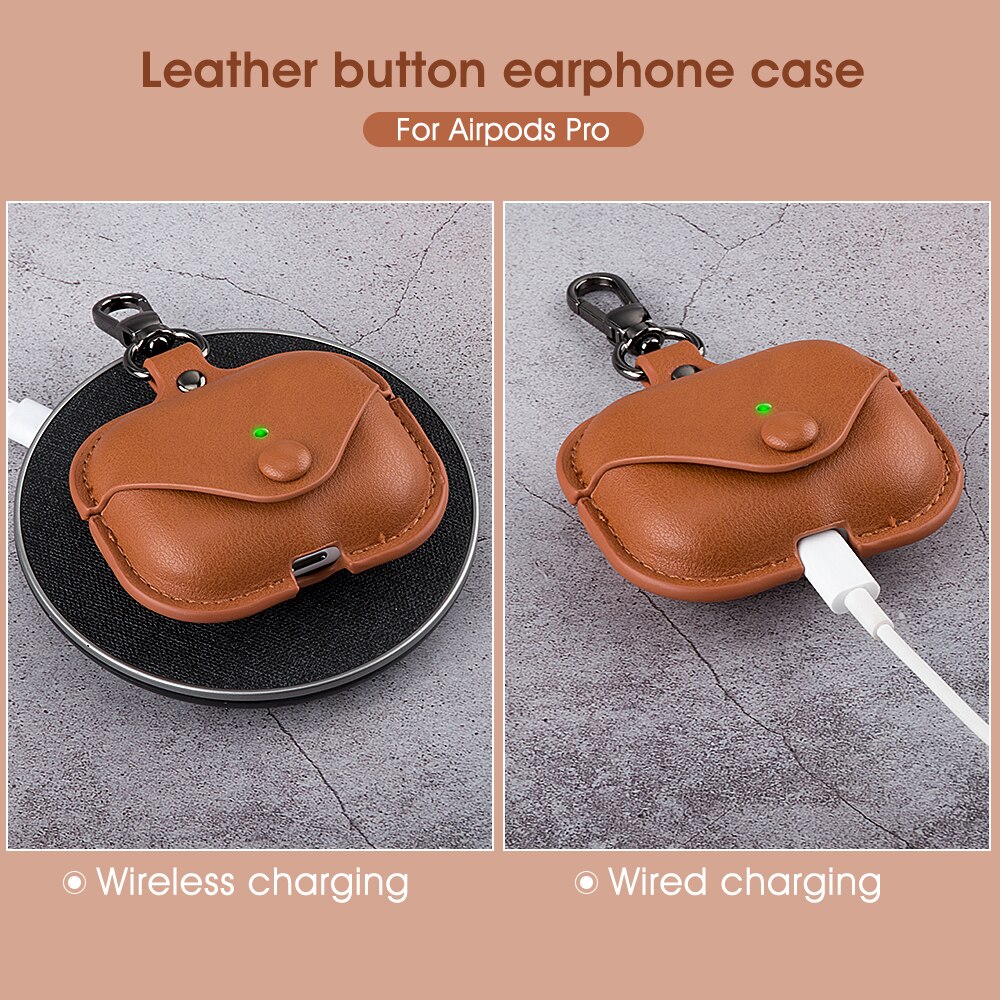 Vỏ bọc bảo vệ hộp sạc tai nghe không dây Airpods 1 2 Pro 3 bằng da thời trang