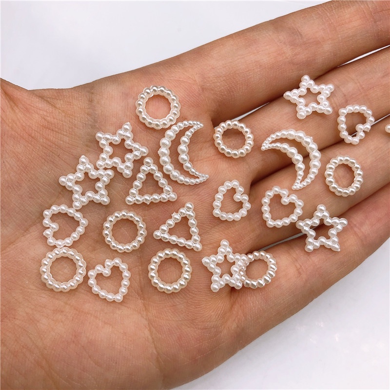 Bộ 50 hạt nhựa ABS nhiều màu sắc hình ngôi sao/mặt trăng