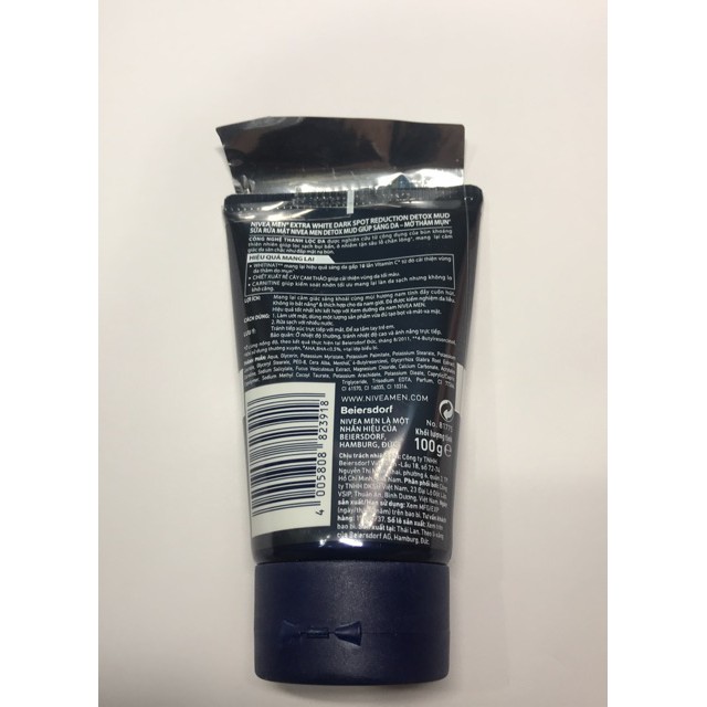 Sữa rửa mặt NIVEA MEN Detox Mud bùn khoáng giúp sáng da & mờ thâm mụn (100g)