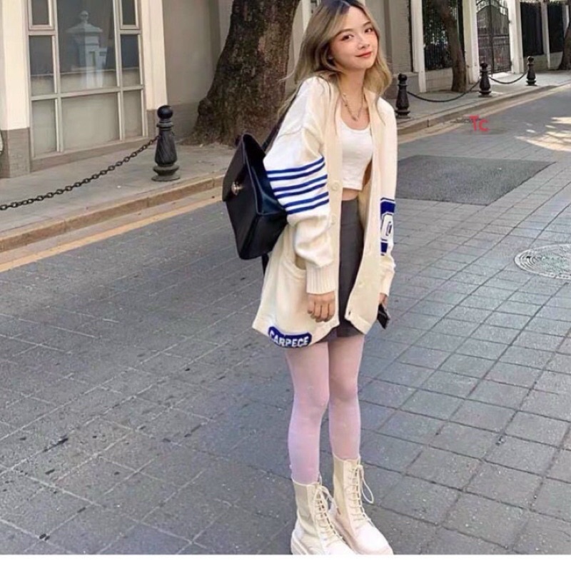 Áo Khoác Nỉ Cardigan M Tay Hoa Form Rộng Tay Bồng
