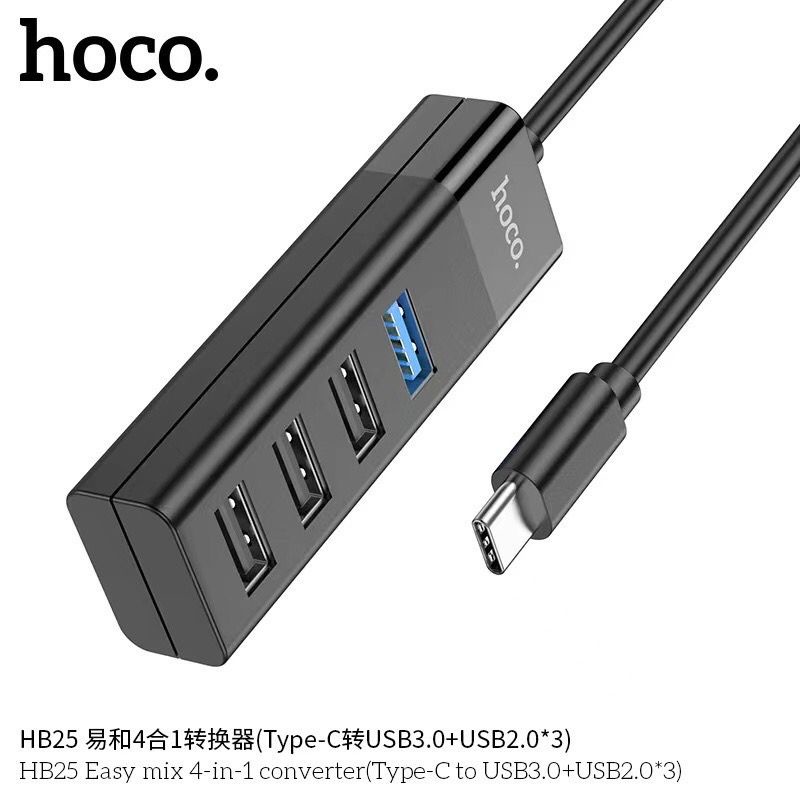 BỘ HUB 4 PORT USB 3.0 HOCO HB25 CỔNG TYPE-C 3.0 CHÍNH HÃNG