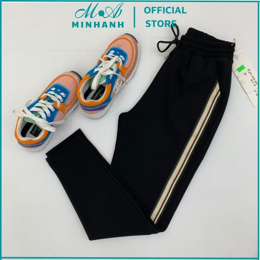Quần thun nữ thể thao, quần jogger nỉ sọc nửa gạo vàng mã 091 vải umi hàn cao cấp -Minhanh.official.store
