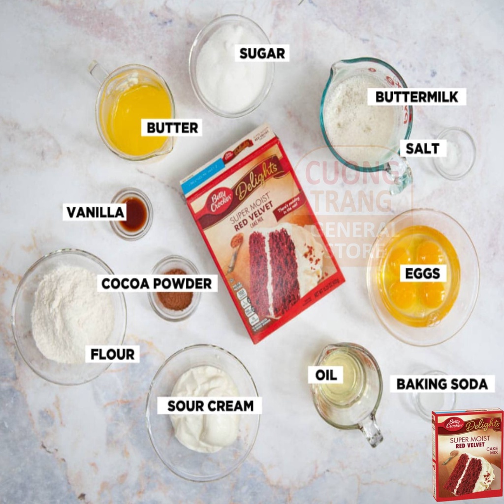 Bột làm bánh pha sẵn Betty Crocker super moist red velvet cake mix 432g