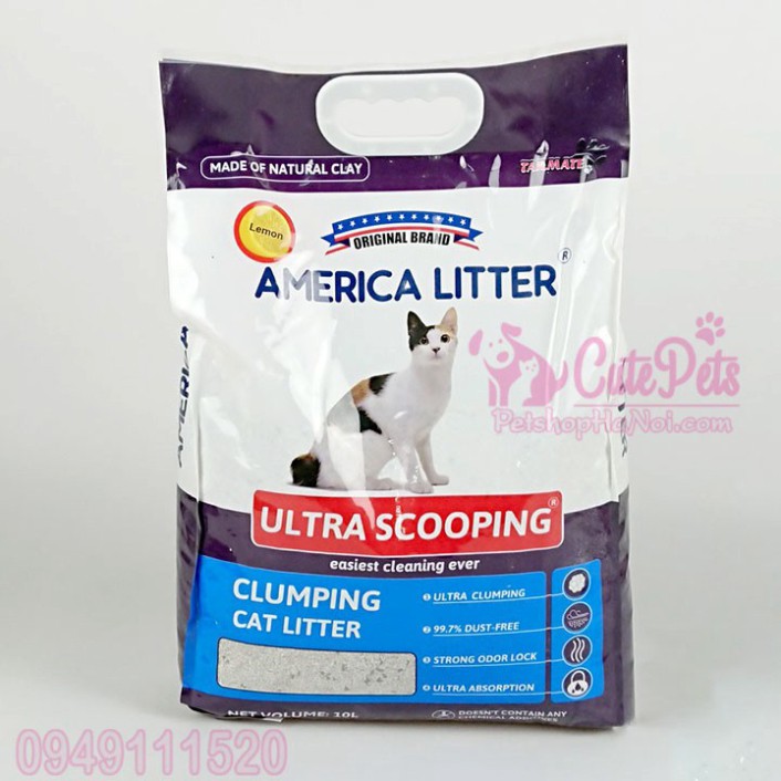 Cát Vệ Sinh Cho Mèo America Litter 10L - Cutepets phụ kiện chó mèo Pet shop Hà Nội Hàng chính hãng