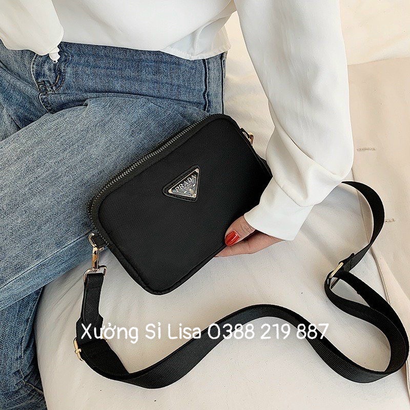 Túi Đeo Chéo Nữ Đẹp 3 Ngăn Vải Dù Pra Tiện Dụng - MS332