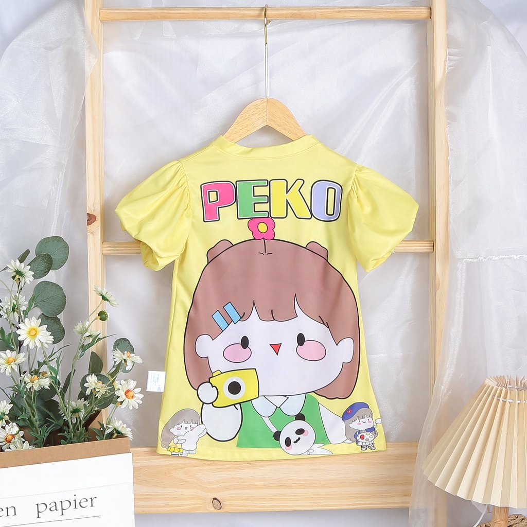 Váy Đầm Bé Gái tay phồng Hàng mới về chất liệu thun dày SIL LẠNH mịn mát in hình 3D.