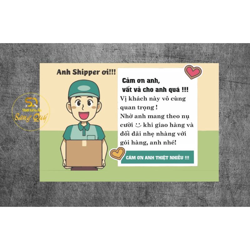 Phiếu Cảm ơn Shiper có keo,  giá rẻ.
