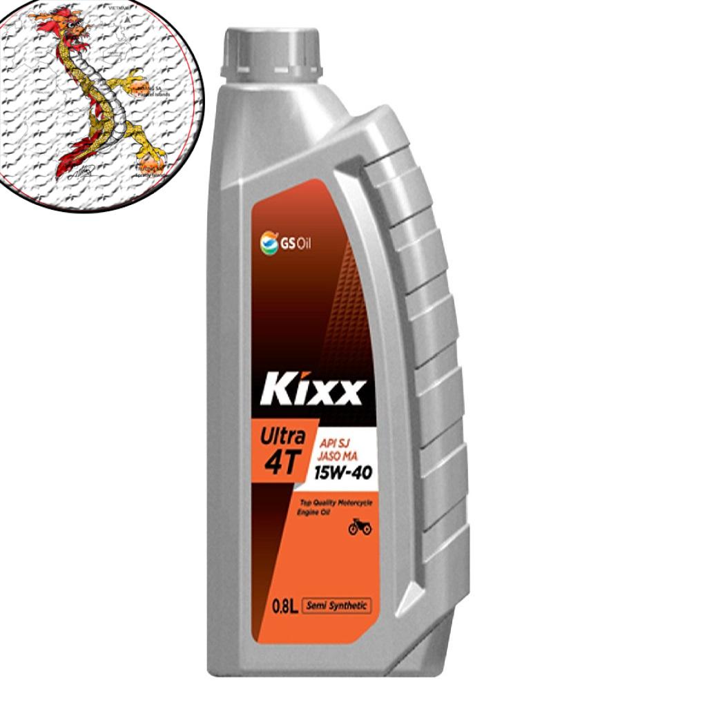 [Chính hãng]  Nhớt Kixx ultra 15W40  nhập khẩu Hàn Quốc 800ml, nhớt kixx 15W40 cho xe máy xe côn tay chai 800ml giá bèo