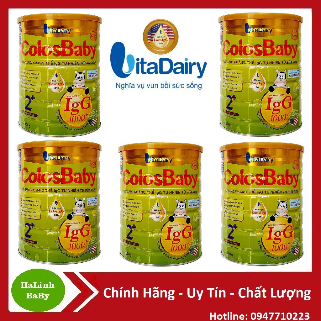 Combo 5 lon sữa bột colosbaby gold 1000igG số 0+,1+,2+ (800g)