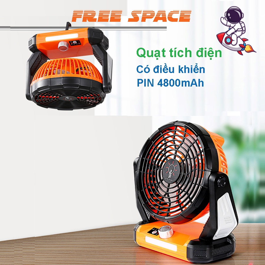 Quạt Tích Điện Có Điều Khiển Dung Lượng PIN 4800mAh Tích Hợp Sạc Dự Phòng