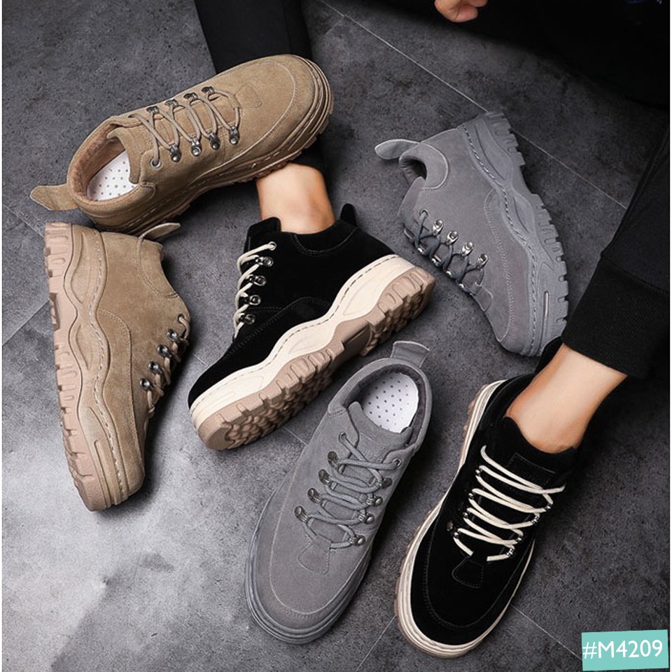 Giày Sneaker Độn Đế Tăng Chiều Cao Nam MWC Platform M4209, Giày Thể Thao Hàn Quốc Đế Độn Da Lộn Ngầu Khi Mix Đi Chơi