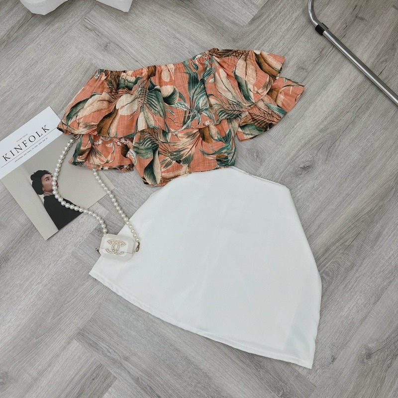 SET ÁO HOA TẦNG + CHÂN VÁY TRẮNG