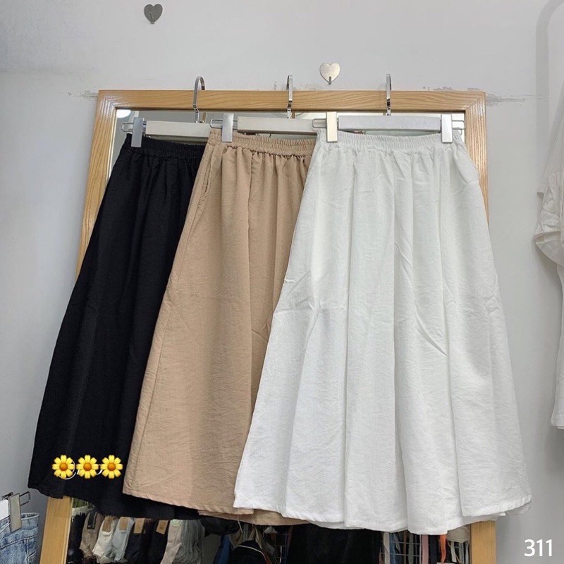 Chân váy đũi basic 311