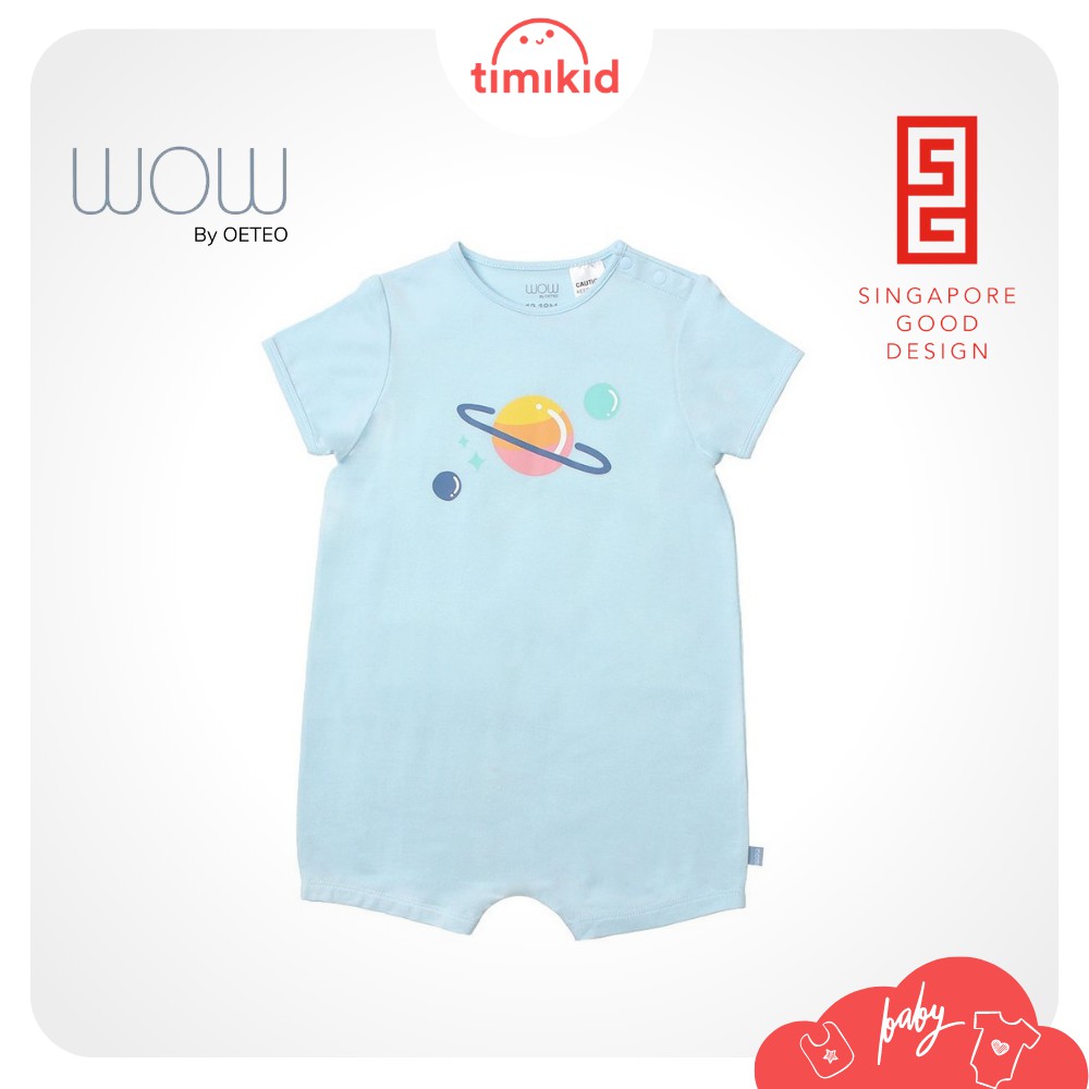 Combo 3 Bộ BodySuit Bé Trai Cao Cấp Wow By OETEO Size 3-18M - Body Cho Bé chất liệu Bamboo thoáng mát, họa tiết vũ trụ