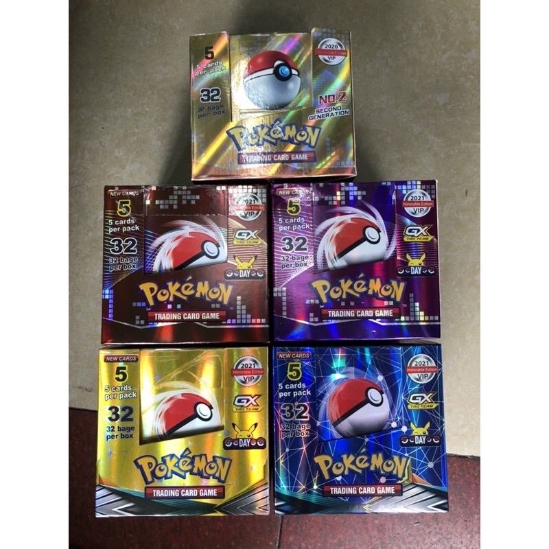 Hộp 32 Gói 160 Thẻ Bài Pokemon 2021 TCG Bóng TTS03