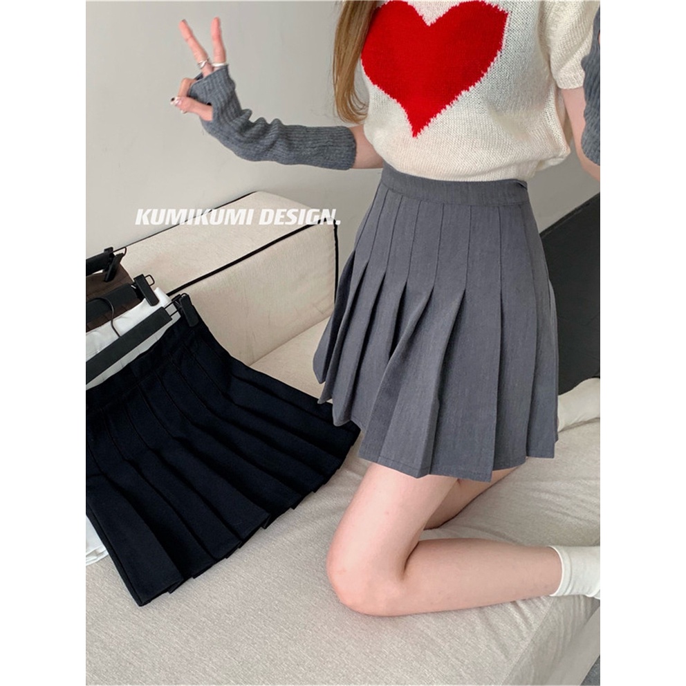 HUANG YOYO Chân Váy Chữ A Lưng Cao Xếp Ly Thời Trang Hàn Quốc Dễ Phối Đồ Cho Nữ