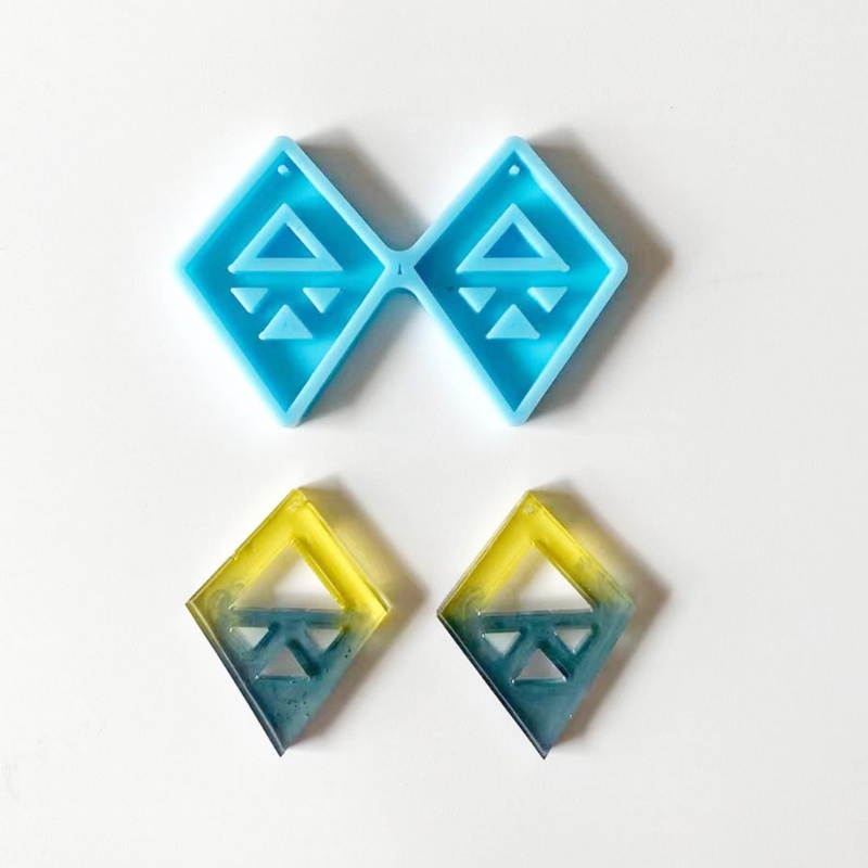 Khuôn Silicone Làm Móc Khóa Hình Học Có Lỗ