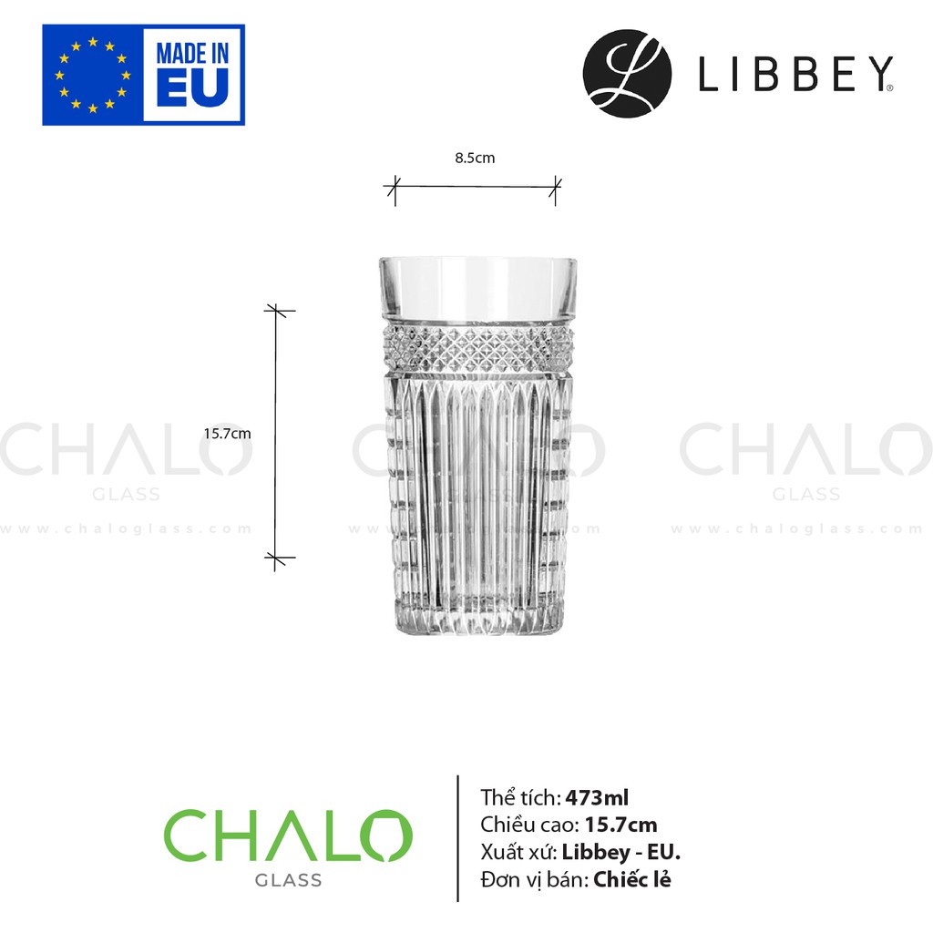 Ly thủy tinh hoa văn Libbey Radiant High Ball - 473ml - 5636 / 927535