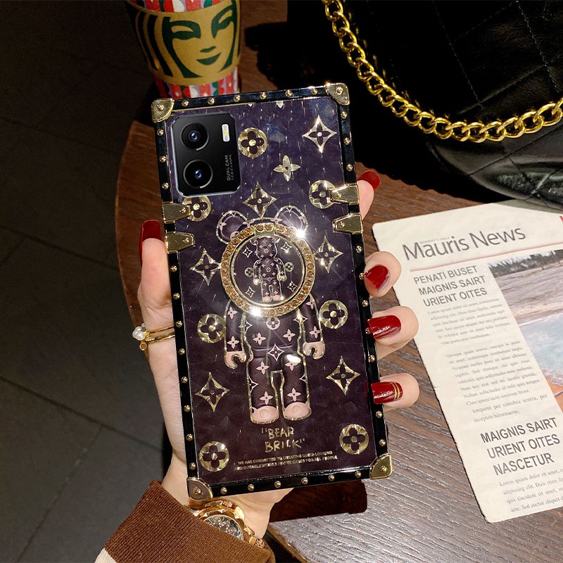 Ốp Điện Thoại Lấp Lánh In Hình Gấu Cho Vivo Y15S Y15A Y3S Y11 Y12 Y17 Y77 Y02S Y35 Y22 Y16 V25 V27 PRO V25E V27E