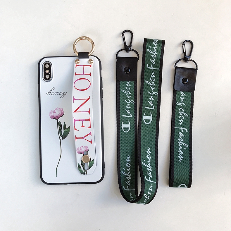 Ốp điện thoại họa tiết nhành hoa có dây đeo cổ và cổ tay cho iPhone 12 mini 6/6s 6plus/6splus 7/8 7plus/8plus X XS XR XSMax | BigBuy360 - bigbuy360.vn