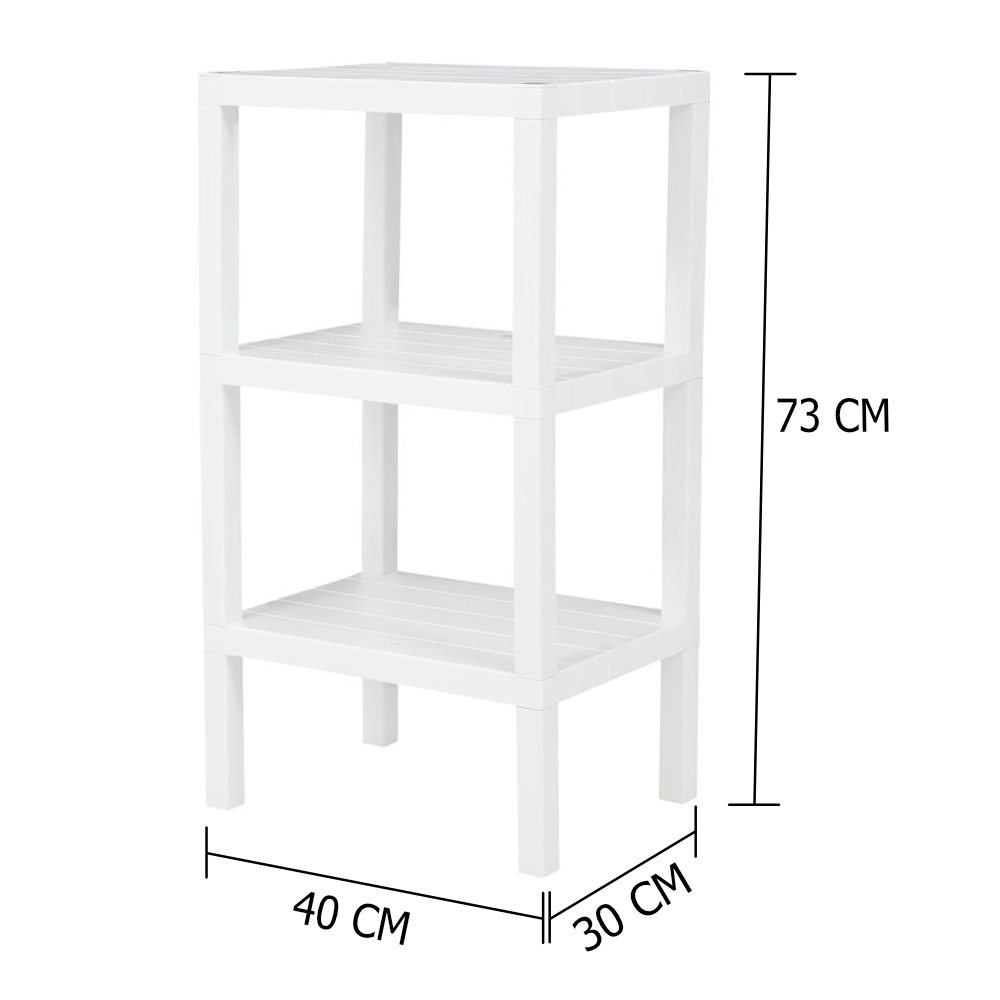 HomeBase STACKO kệ nhựa 3 tầng vân giả gạch BRICK Thái Lan W30xH73xD40cm màu trắng