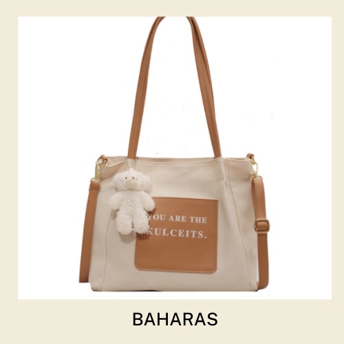 Túi tote vải cavan - túi xách nữ đeo vai, size to, phong cách vintage, retro - Tặng kèm móc khóa gấu - TX017