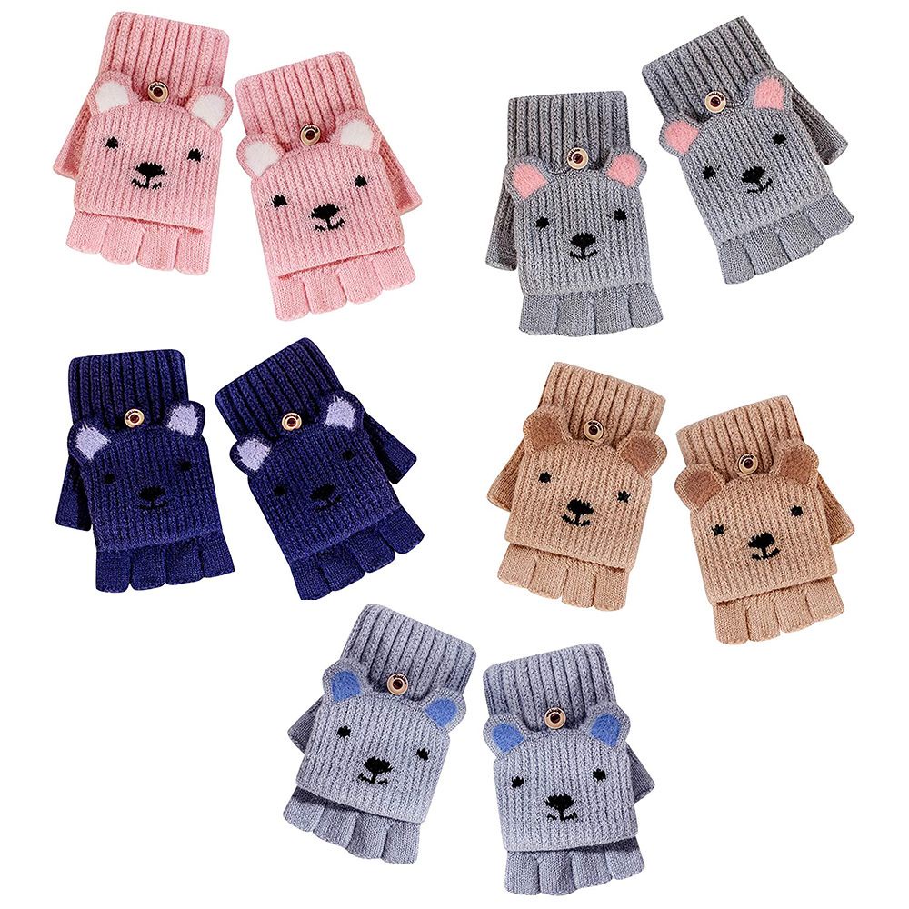 Găng Tay Len Hở Ngón Giữ Ấm Mùa Đông Nhiều Màu Dễ Thương Cho Bé