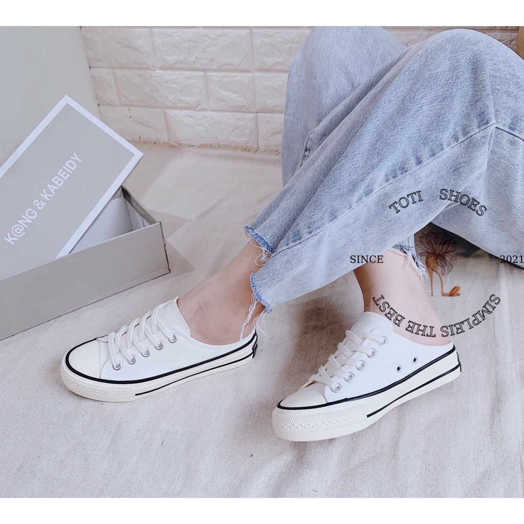 SỤC THỂ THAO TOTIIE SHOES - GIÀY SỤC ĐẠP GÓT BATA TRẮNG - BATA NỮ BÍT MŨI - SỤC TRẮNG NỮ ĐỘN ĐẾ D2101450