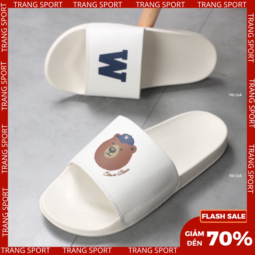 Dép sandal đế bằng quai ngang cặp đôi phối da cute form bé