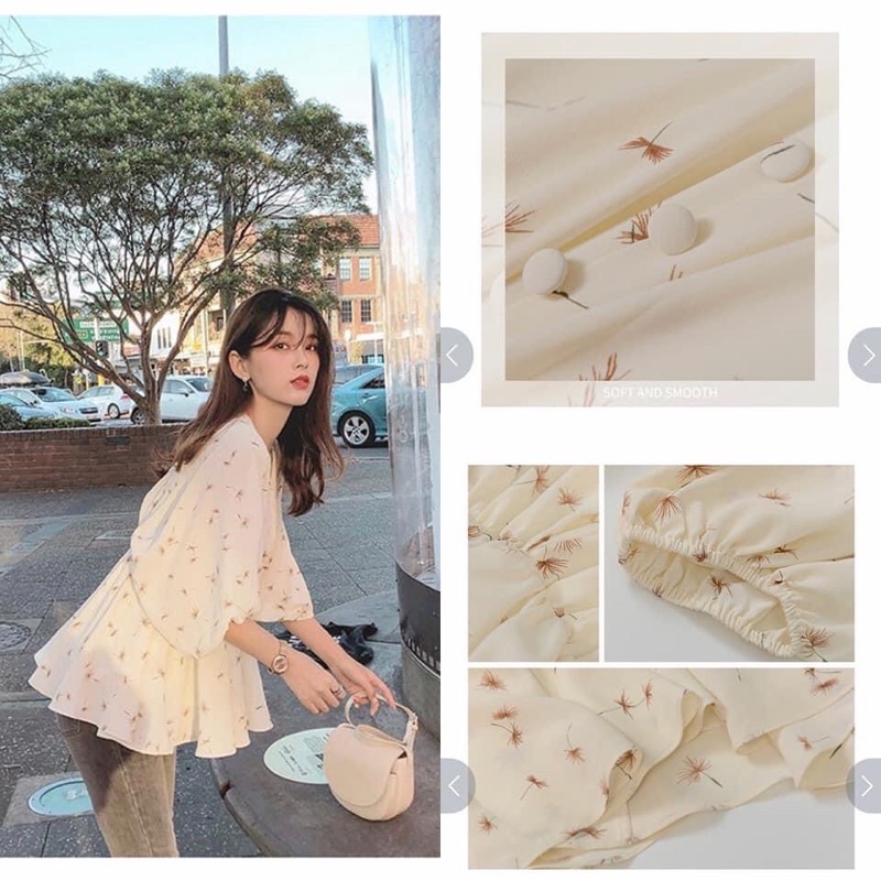 Áo voan dáng babydoll hoa nhí