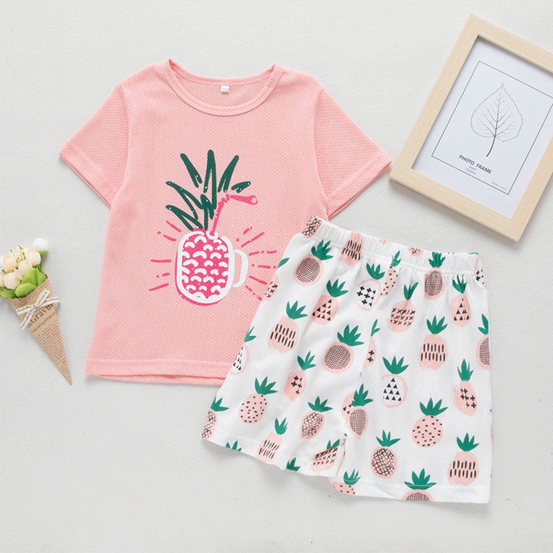 Set Áo Thun Tay Ngắn &amp; Quần Short Cho Bé Gái