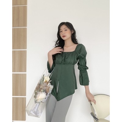 YU CHERRY | Áo lụa nữ xẻ tà, Minnie top YA405