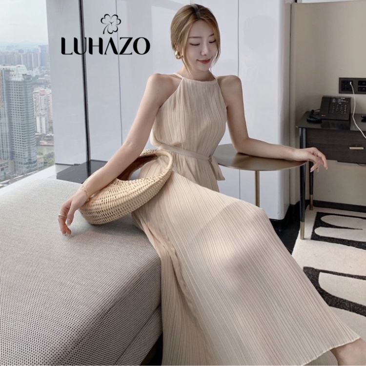 Váy đi biển maxi  LUHAZO buộc 2 dây dáng dài hở lưng bikini phong cách kiểu hàn quốc suông xuông mẫu 2022 6188 DK1T202
