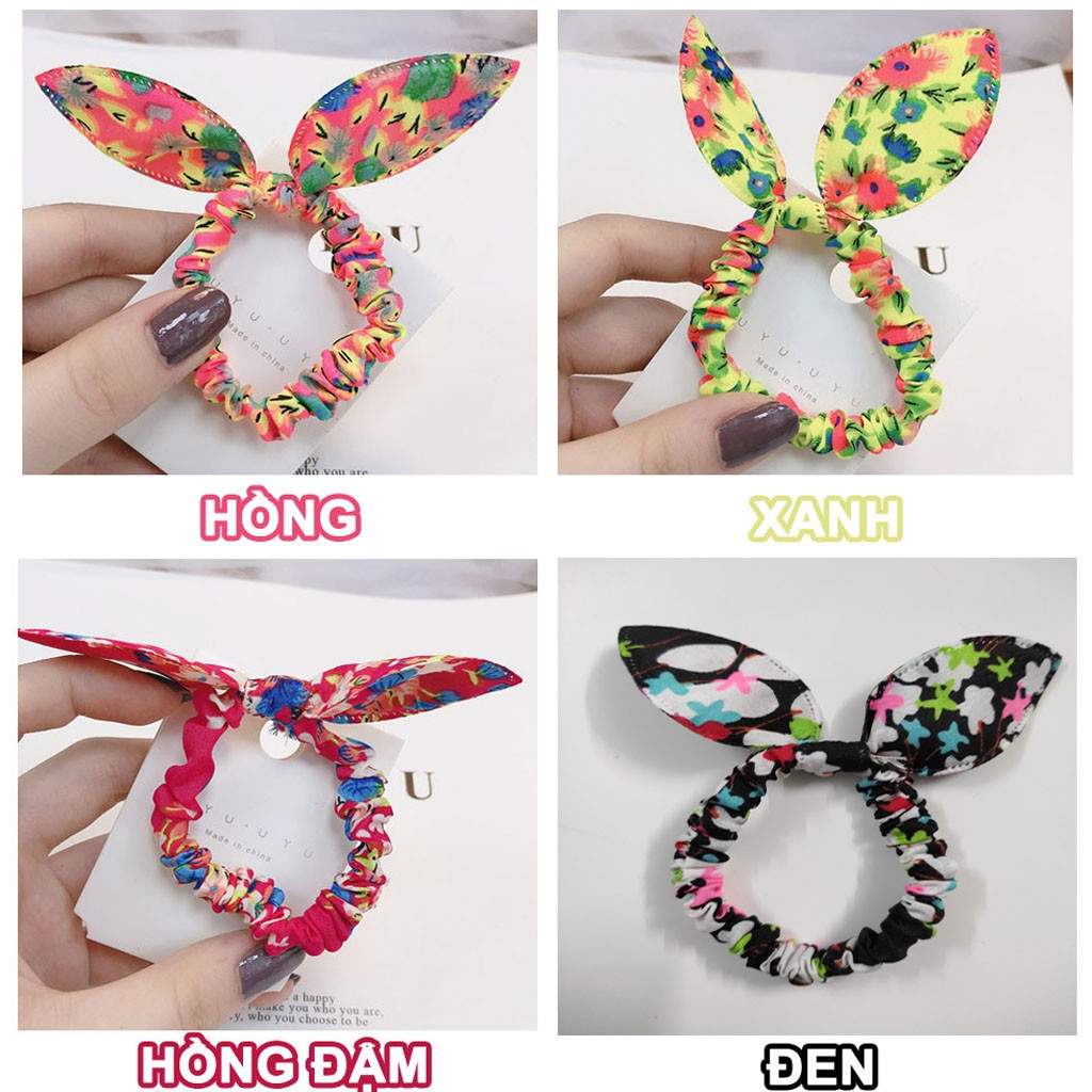 Cột tóc vải Scrunchies Tai Thỏ mini CT64