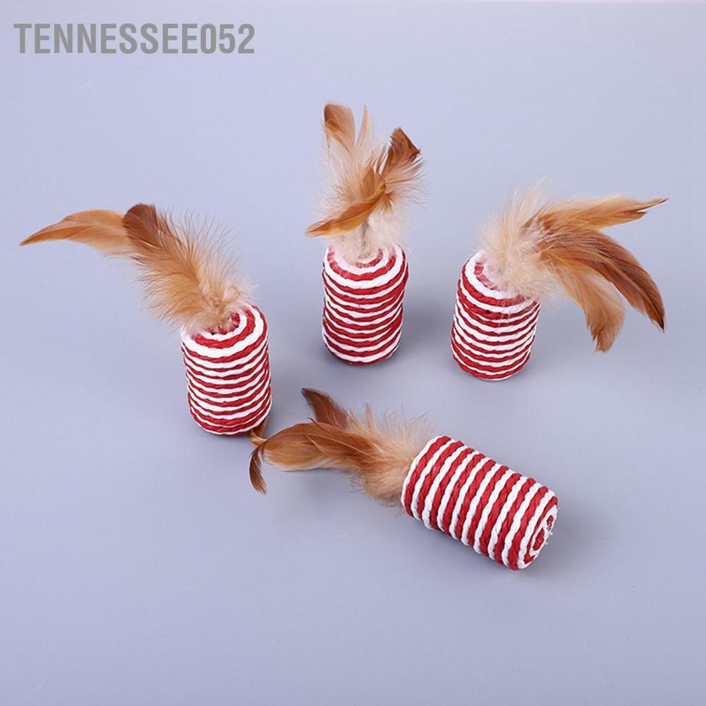 Tennessee052 Cat Feather Toy Scratch Resistant Paper Rope Multipurpose Interactive Rolling for Cats