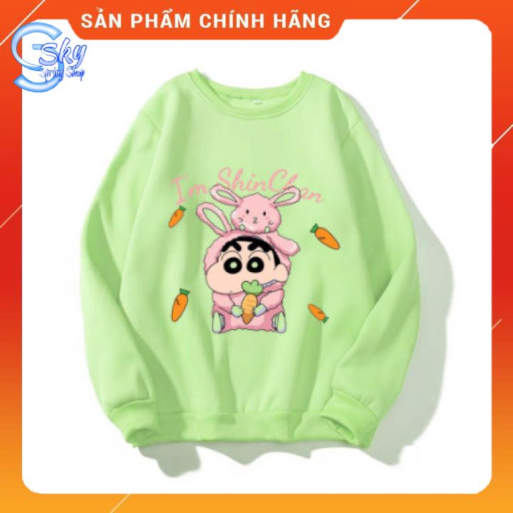 ÁO SWEATER UNISEX NAM NỮ  FORM RỘNG IN HÌNH SHIN BÚT CHÌ SIÊU CUTE