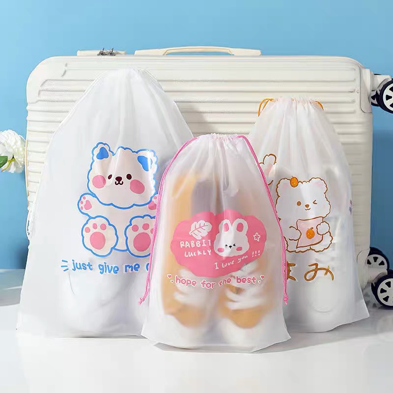 Túi dây rút in hình gấu cute chống nước túi zip đựng mỹ phẩm đồ cá nhân quần áo giầy dép ChiChi TCN11