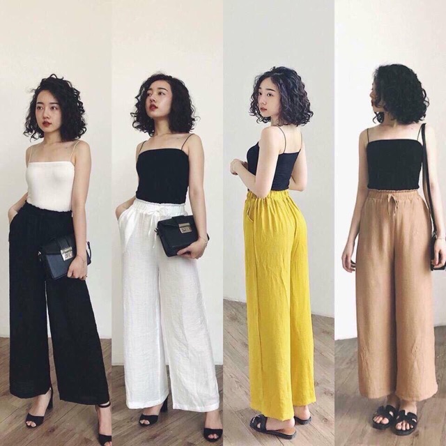 Quần đũi ống rộng vải co giãn tốt