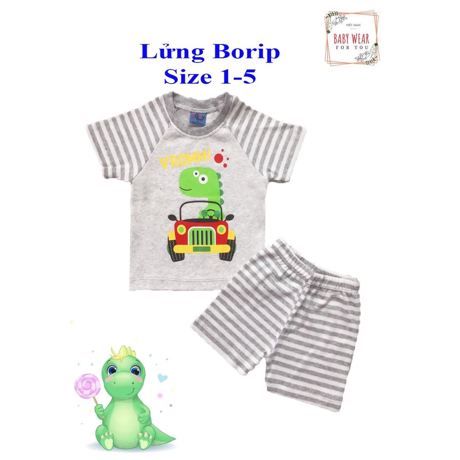 Set 3 Bộ lửng thun borip chất mềm cho bé trai Baby Wear (5-12kg)