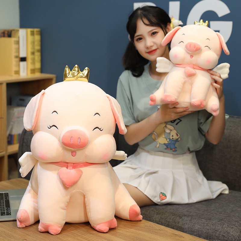 Gấu Bông Heo Vương Miện Mino, Gấu Bông Heo Hồng Cute 65cm TH5