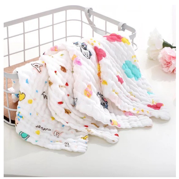 Set 5 khăn mặt xô nhăn 6 lớp ( Mẫu mới) - VUBABY