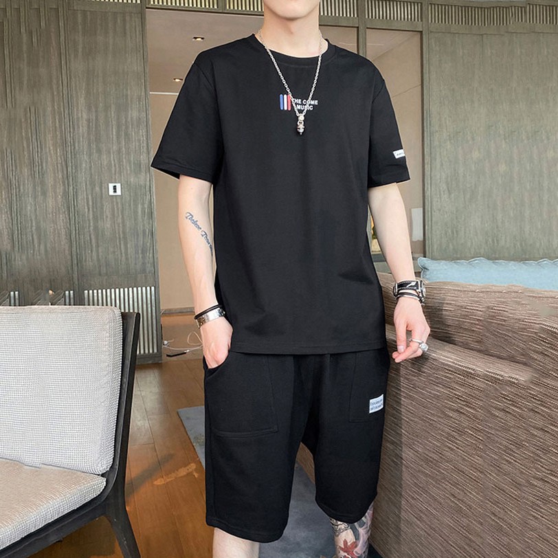Bộ Đồ Thun Nam Thời Trang In Chữ The Come Music Kết Hợp Ba Sọc Trước Ngực Tinh Tế Zenkonam MEN QA 098